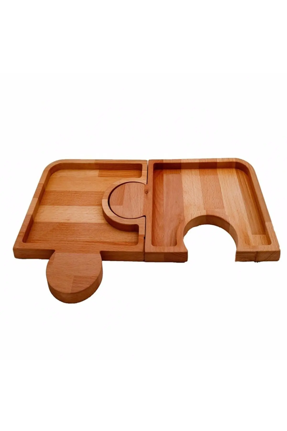 Wooden Tableware Suction Plate Bowl Baby Feeding Tableware Bamboo Dishes For Kids Feeding Tableware Sets Puzzle Desing 4PCS