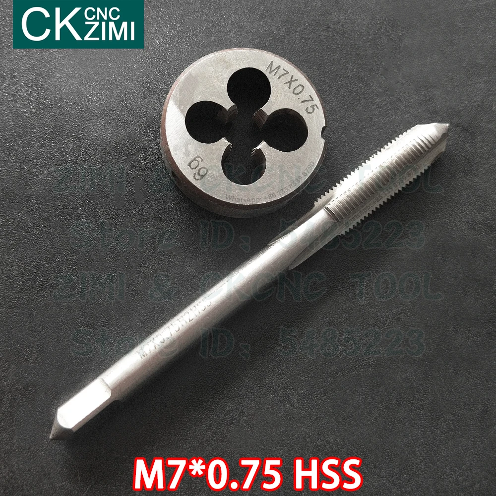 M7*0.75 M7x0.75 HSS Straight Handle Standard Machine Die Tap High Speed Steel Wire Tapping Drill Round Die Tap and Die Set Tools