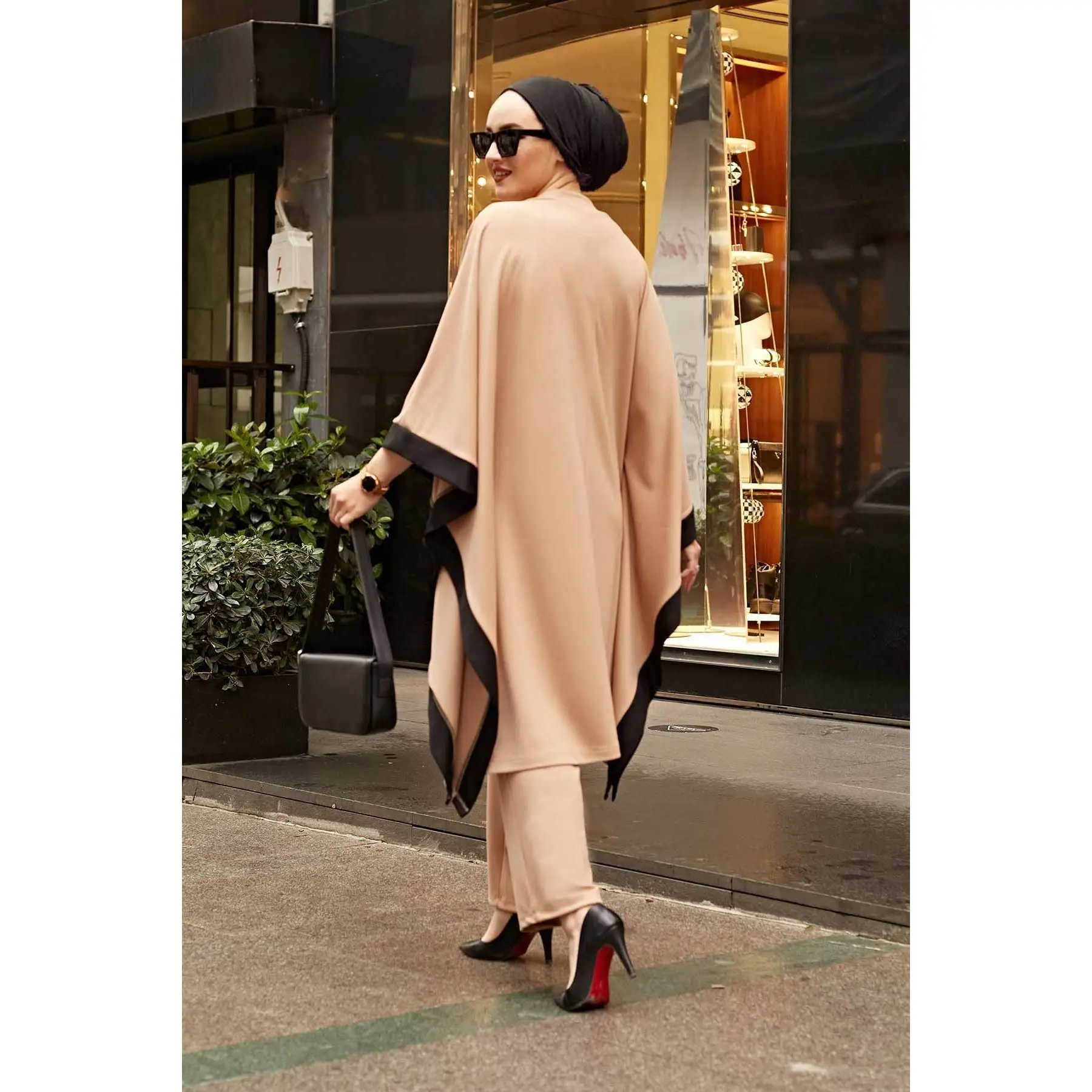 2 Piece Big Size Women\'s Set Bat Wing Sleeve Half-Turtleneck and Baggy Tunic Top and Baggy Pant Set 4 Seasons One Size Turkey