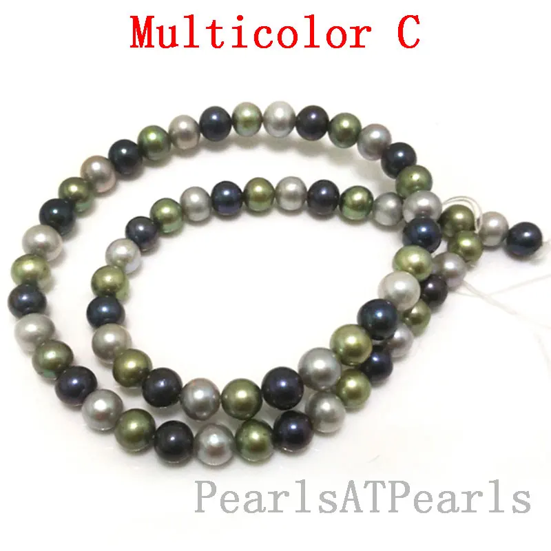 

16 inches AA+ 7-8mm High Luster Multicolor Natural Round Pearls Loose Strand