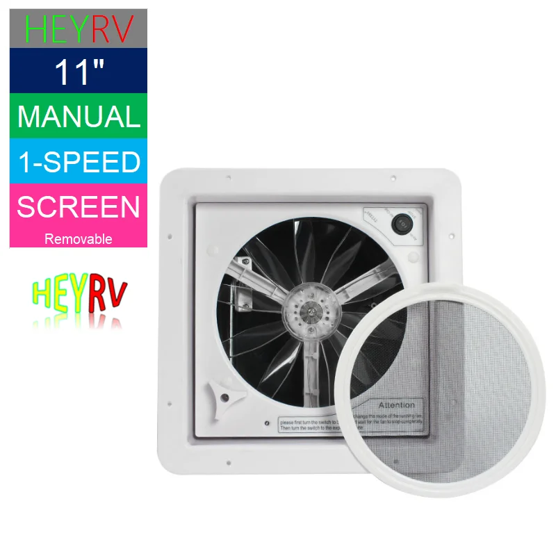 

HEYRV Caravan Parts NEW 12VDC 11" CE Approved Manual Control RV Roof Vent Fan with Removable SUS Insect Screen