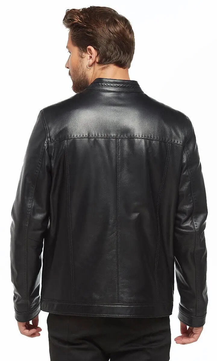 Cappotti sportivi in pelle classici cuciti neri originali in pelle di agnello autunno inverno 2022 Biker Slim Large Size muslimah