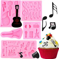 Radio Microphone Guitar Silicone Resin Mold Music Note Fondant Cake Decorating Tools DIY Cupcake Topper Chocolate Candy Moulds