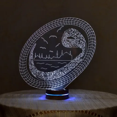 LED Night Lamp 3D Illusion Table Lamp For Home Decorative Light Woah Letter Arabic Islamic Design