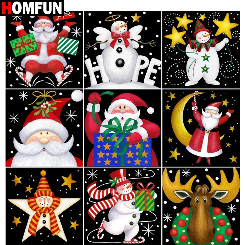 HOMFUN Diamond painting "Snowman Santa" Full Square/Round Drill Wall Decor Inlaid Resin Embroidery Craft Cross stitch
