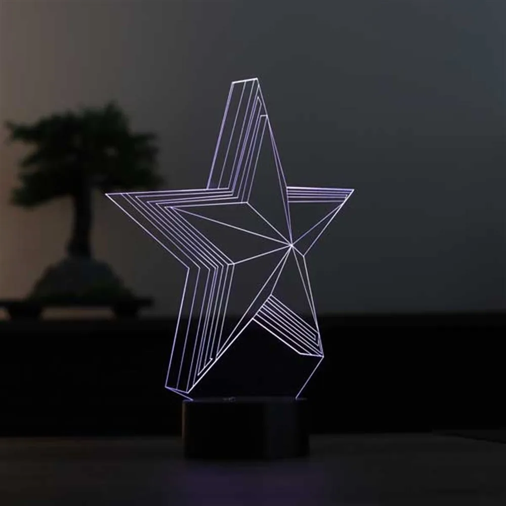 3D Led Light Star Acrylic Table Lamp 7 Diffrent Light Color USB and Touch Button Control Birthday Special Day Gift for Couples Room Decor Anime Wedding Stranger Things Led Lights Wedding Decoration Nightlights Bedroom