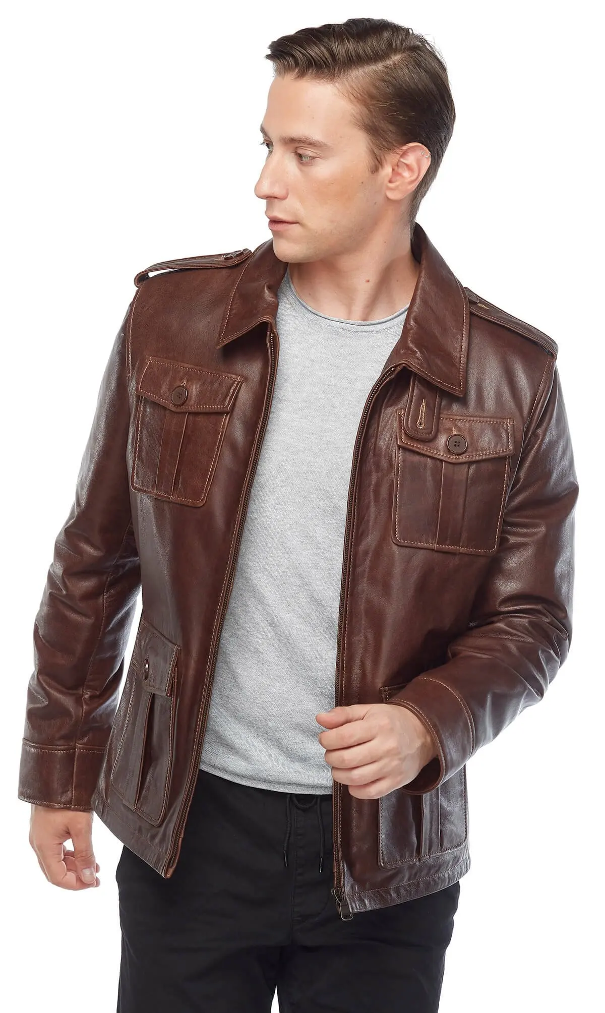 Ares Da Thật Nam Da Cà Phê Ban Đầu Da Cừu Thu Đông 2022 Biker Slim Size Lớn VintageTürkiye
