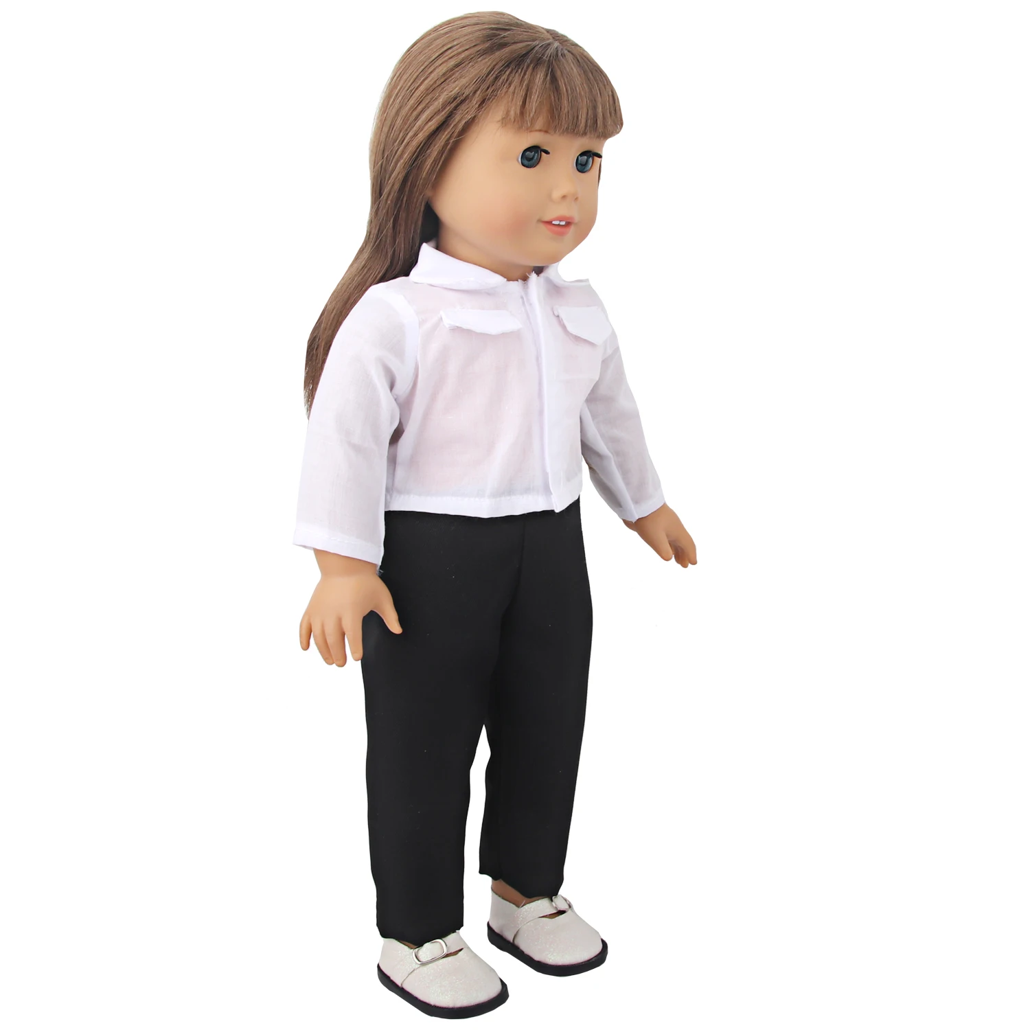 White Shirt+Pants Clothes Set For 43cm Baby New Born Doll Office Lady Suit Fit For American 18 Inch Girl And OG,Russia Doll Toy