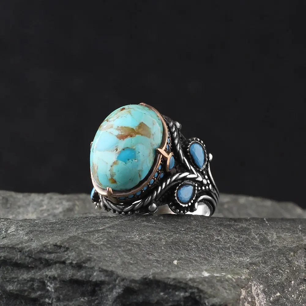 

925 sterling MENS Silver Ring, Turquoise Stone, For Men Gift Jewelry, Made in Turkey, 2022 Trend Accessories Fashion Vintage Turkish Style