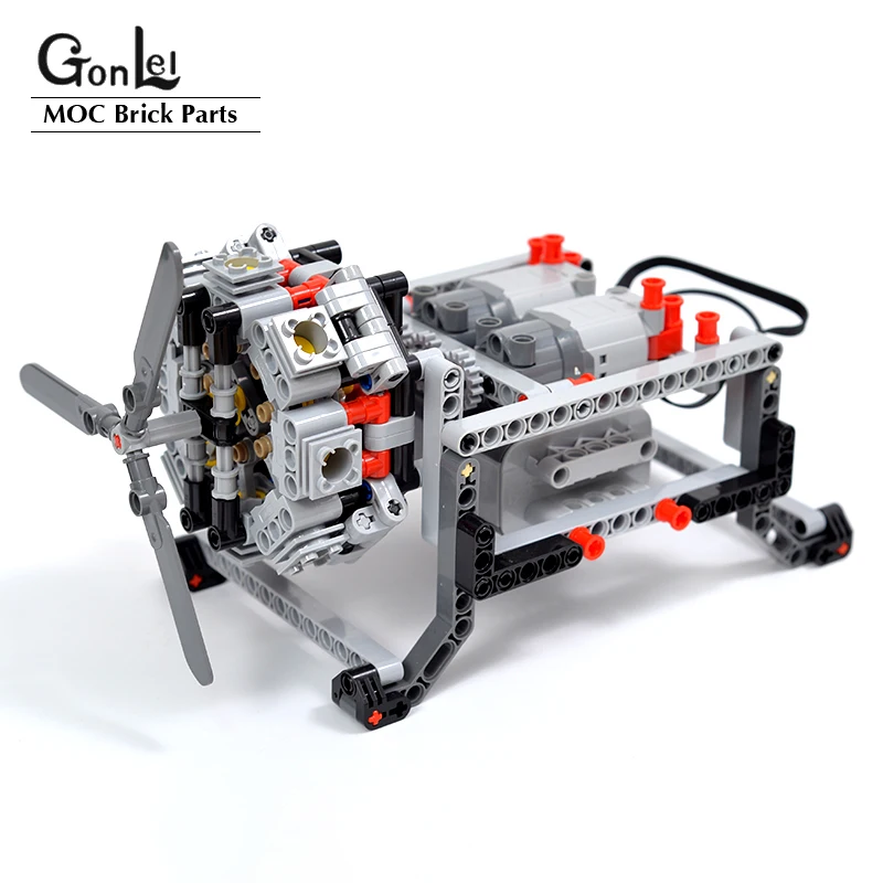 MOC Creative Electric Technical Parts Building Blocks Motor 8-cylinder Engine Mechanical Model DIY enlighten Toy for Kids Gift