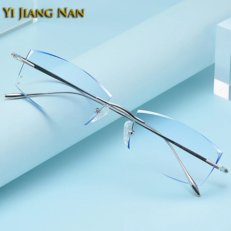 

Pure Titanium Optical Glasses Frame Men Fashion Diamond Trimmed Prescription Eyeglasses Spectacle Mujer Eyewear for Women