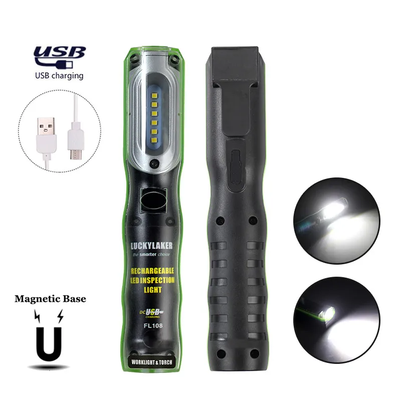 Portable LED Flashlight Rechargeable Magnetic Torch LED Work Light COB Inspection Lamp For Outdoor Camping Working fishing