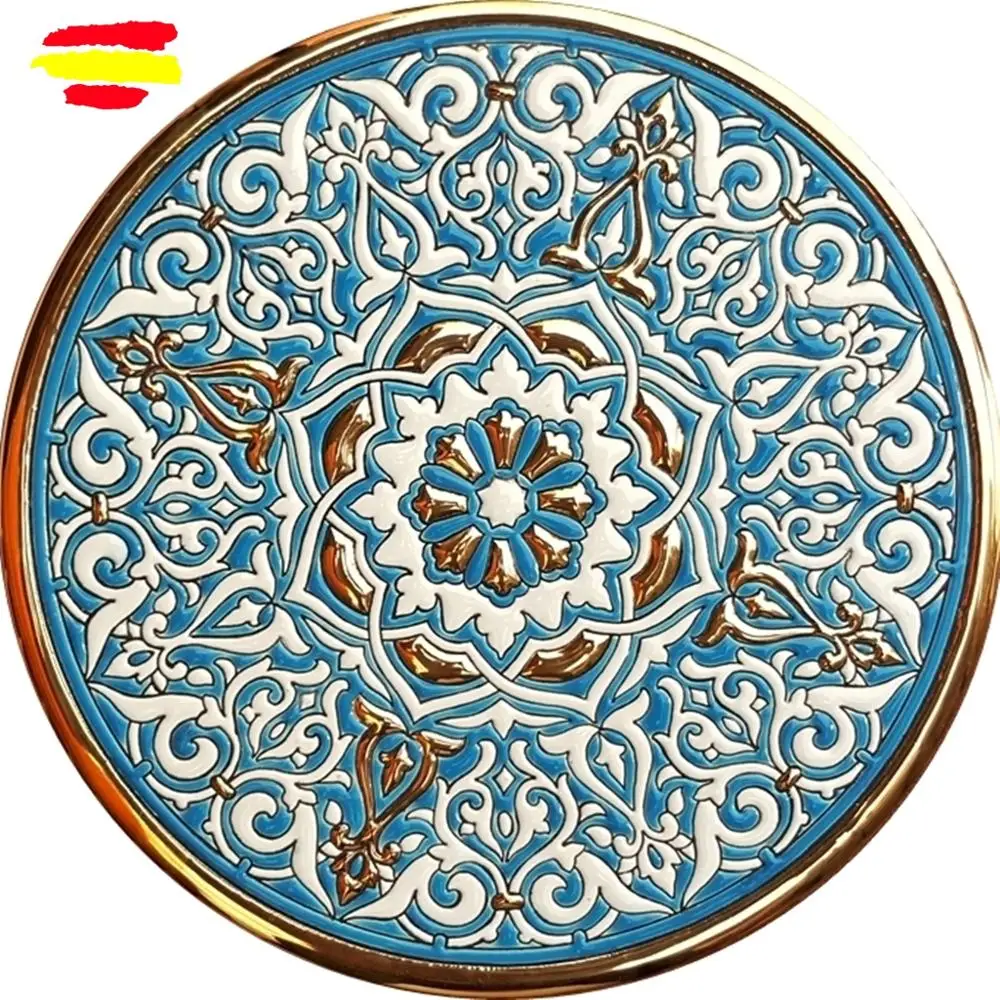 Dish Ceramics 29 cm/11,4 inch diameter-Spainish-glazed Ceramics made up handmade-made in españa-oro 24 k-ARTECER