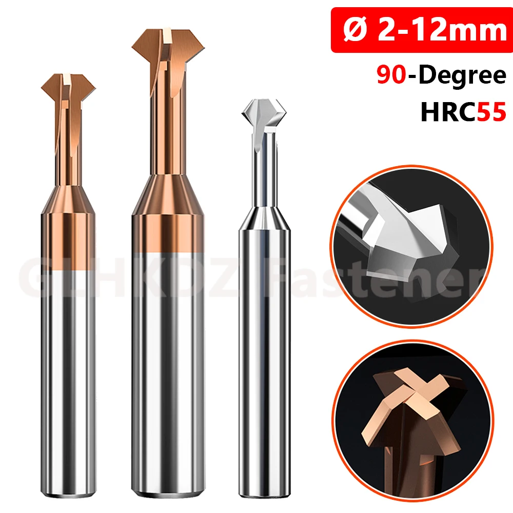 

2-12mm 90° Forward & Reverse Deburr Solid Carbide Coated Dovetail Milling Cutter Chamfer End Mill Router Bit HRC55 for Steel Alu