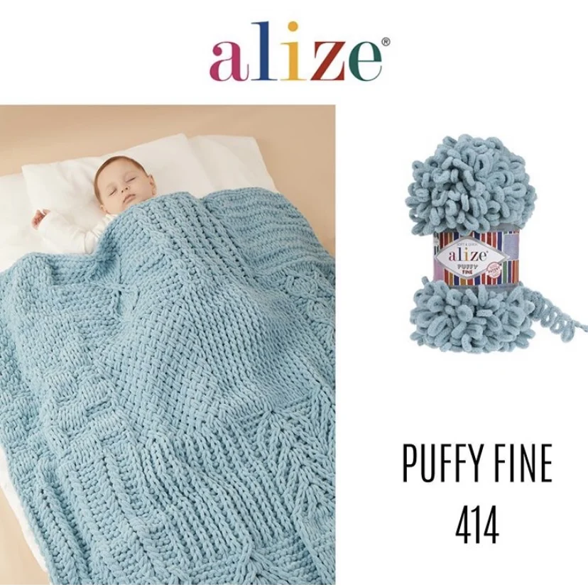 5 Pcs Alize Puffy Fine Yarn Loops Finger Knitting Chunky Amigurumi Blanket Carpet Chenille Thick Yarn