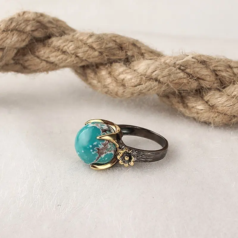 Womens Ring 925 Sterling Silver Ring Turquoise   Woman Rings Turkish Jewelry Female Rings For Women Jewelry Women Accessories