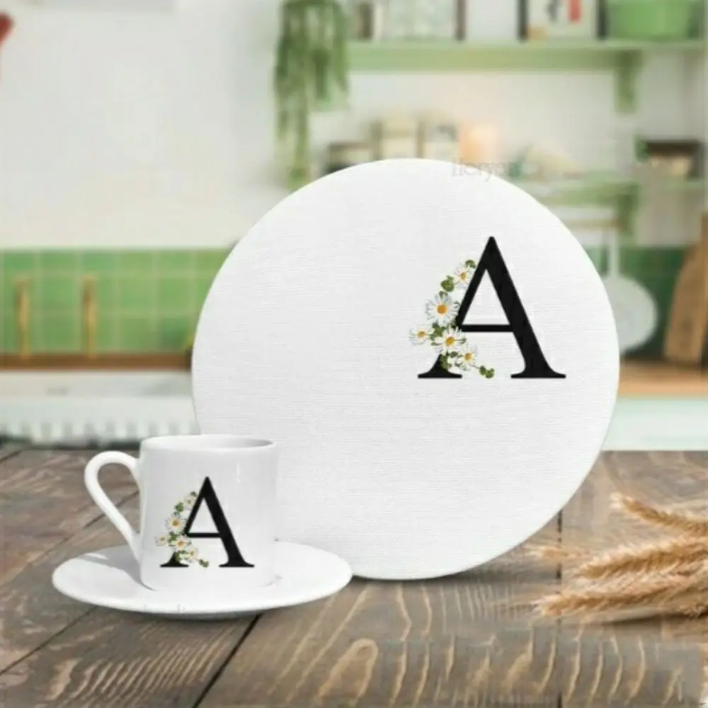 Personalized Daisy Letter Supla Coffee Cup Set Coffee Accessories Tea and Coffee Set Cup and Saucer Espresso Kitchen Gift