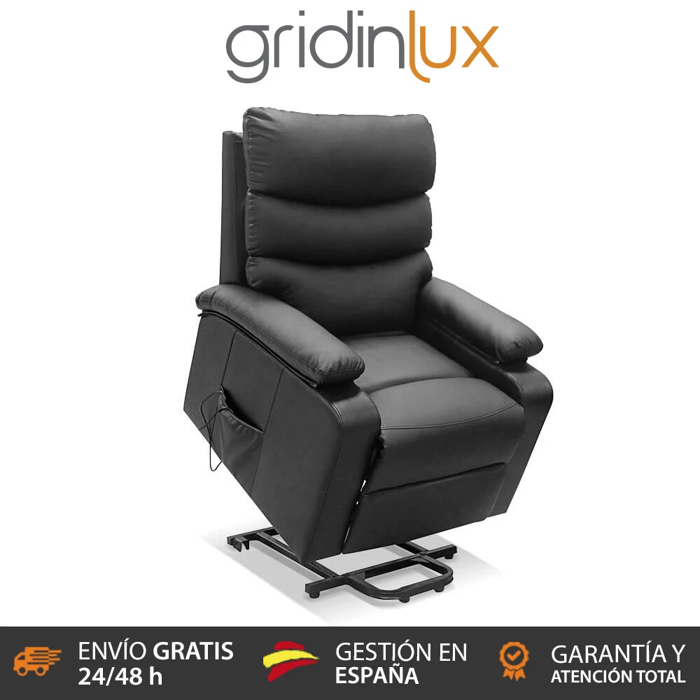 gridinlux. Sillón relax reclinable levanta personas eléctrico. Masaje 8 zonas. Mandos control. Calor lumbar. Sofás reclinables..