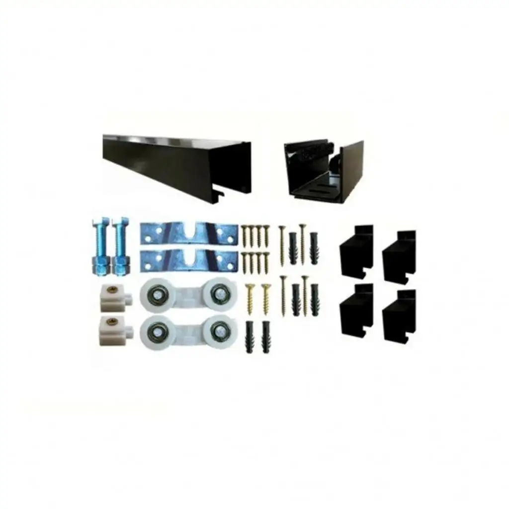 1,90M Black Rail Roller Running Door Kit