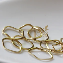 DIY Supply-16 Pieces Raw Brass Finding Waved CLOSED Ring - Link - Loop 19x15mm (4418C-Q-48)