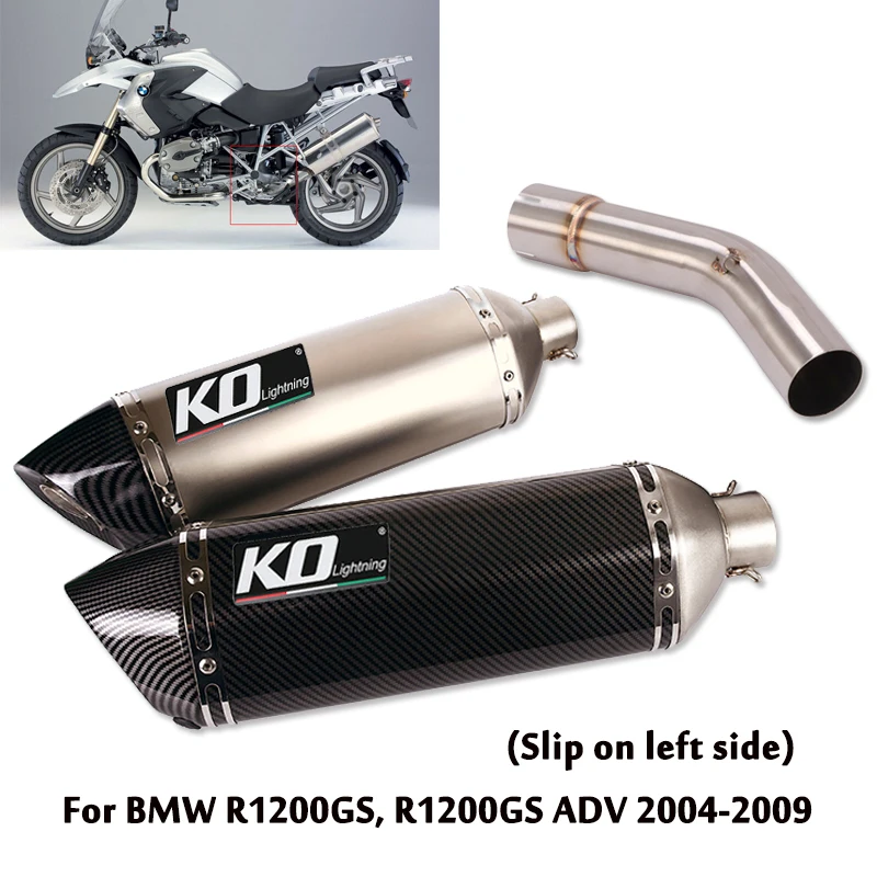 For BMW R1200GS R1200GS ADV 2004-2009 Motorcycle Mid Link Pipe Slip On 470mm Exhaust Baffles Muffler Tips Removable DB Killer