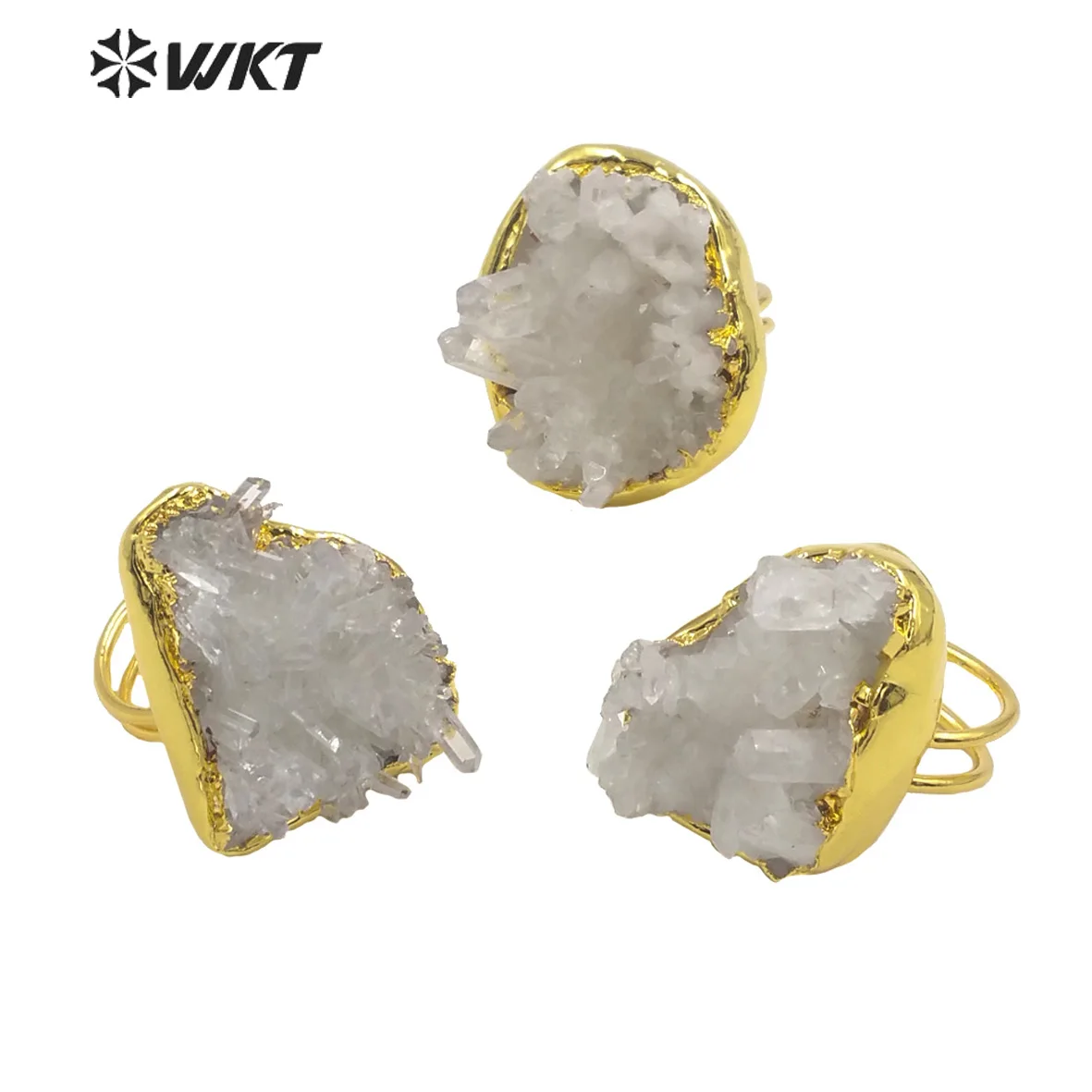 WT-R404 WKT 2022 beautiful rings Natural cluster quartzs Rings Adjustable for women party Rings jewelry trend gift