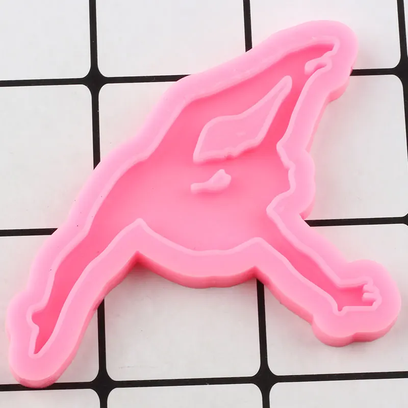 Shiny Gymnast Silicone Keychain Molds DIY Dancing Girl Resin Epoxy Mould Jewelry Making Pendant Key Ring Decorating Mold