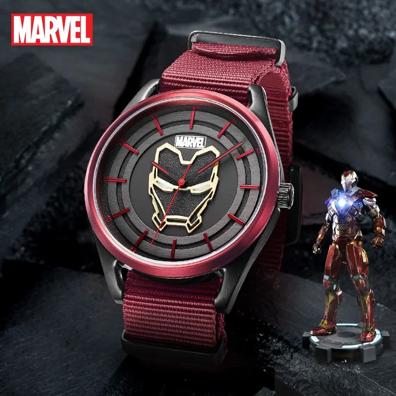 Disney Marvel Iron Man Stainless Steel Quartz Wristwatch The Avenger Tony Stark Crystal Waterproof Male New Clock Luminous Hand