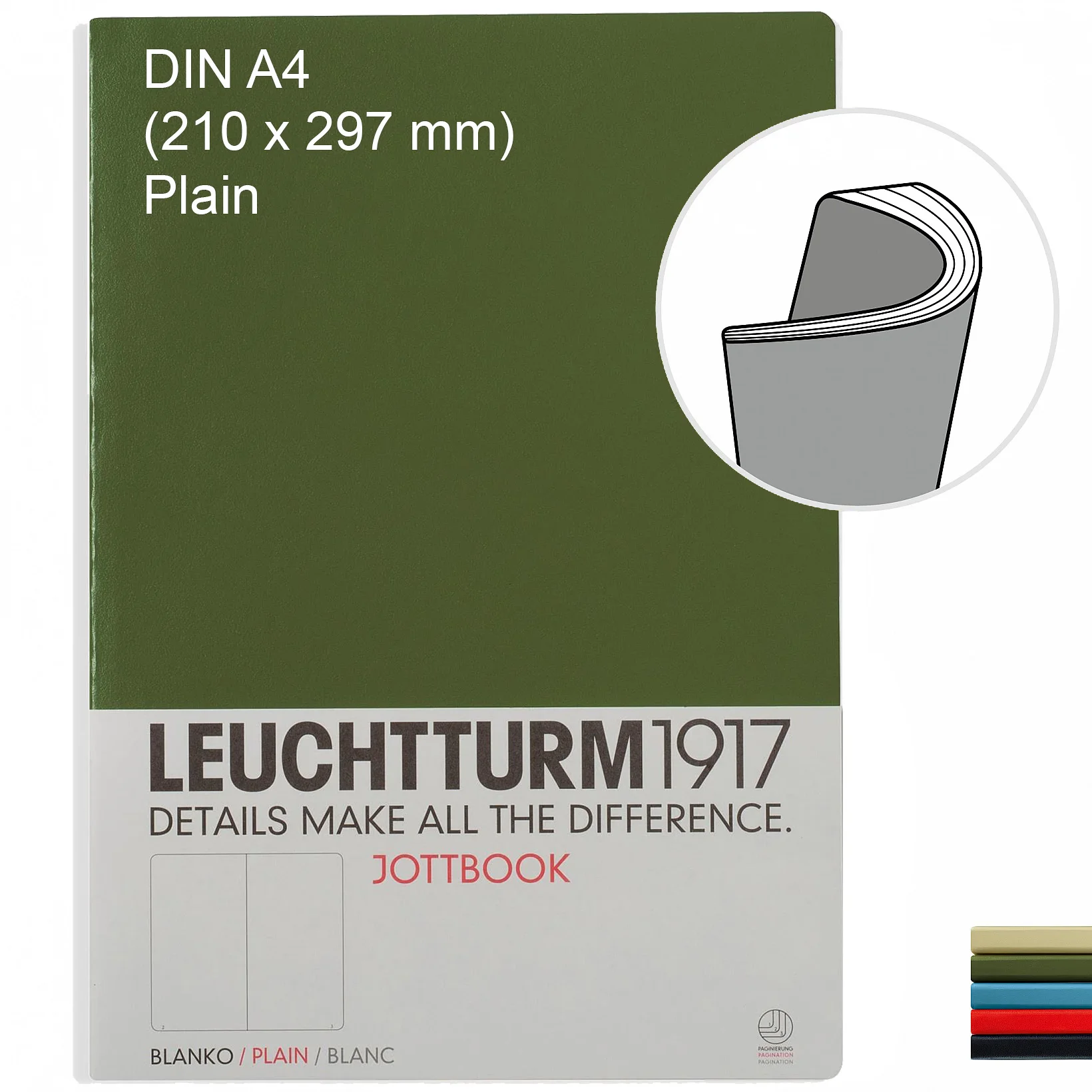 Leuchtturm1917 Jottbook, Medium (A4), Soft Cover, 60 Numbered Pages - Plain