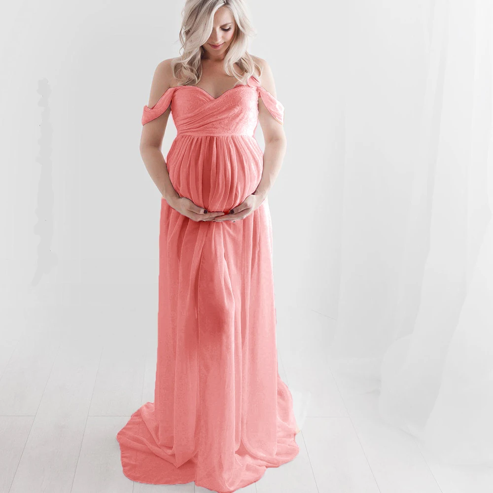 Sexy Maternity Dresses for Photo Shoot Split Chiffon robe femme Photography Prop Maxi Gown Pregnancy Dress Baby Shower Dress