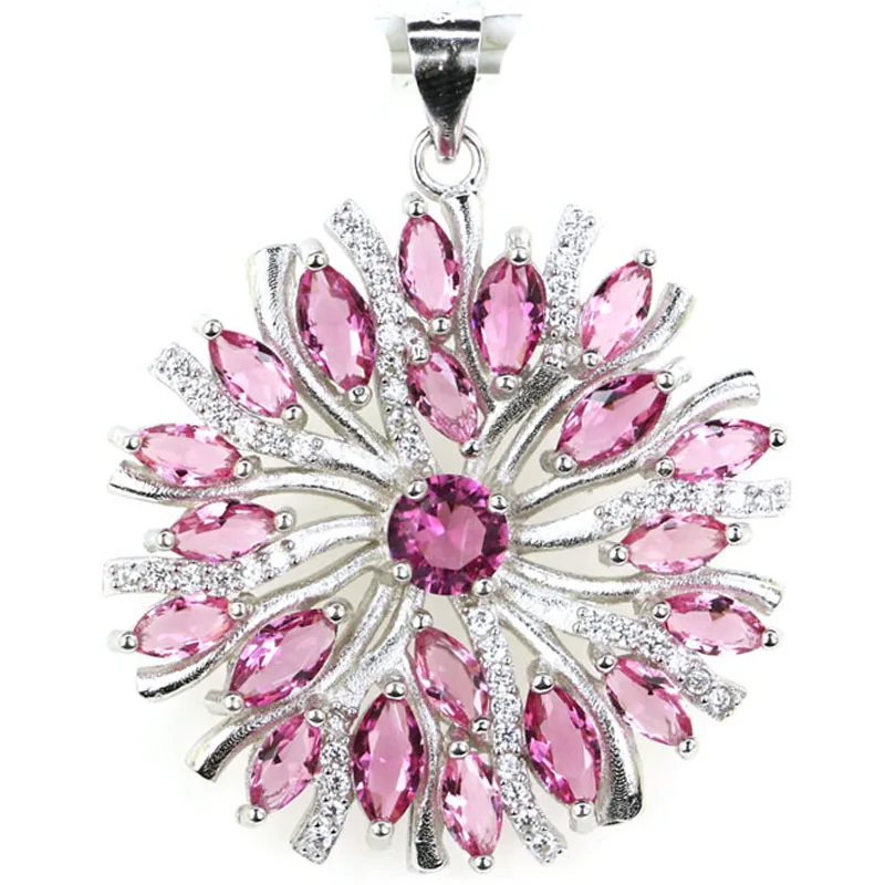 

Женский кулон из серебра 5,3 пробы, с турмалином и танзанитом, 35x29 мм