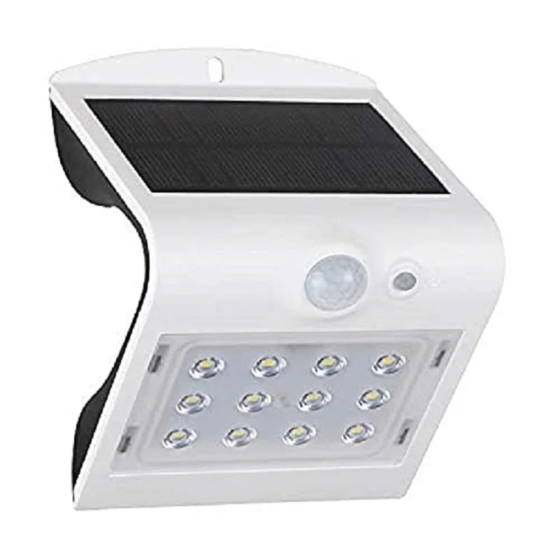 Apply white solar LED wall with sensor 1.5W 220LM 3000K yellow or warm light.