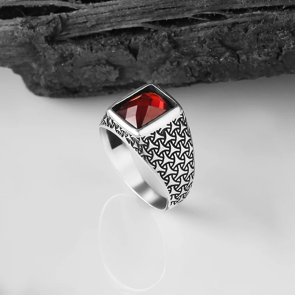 925 Sterling Silver Ring for Men  Zircon Stone Jewelry Fashion Vintage Gift Onyx Aqeq Mens Rings All Size