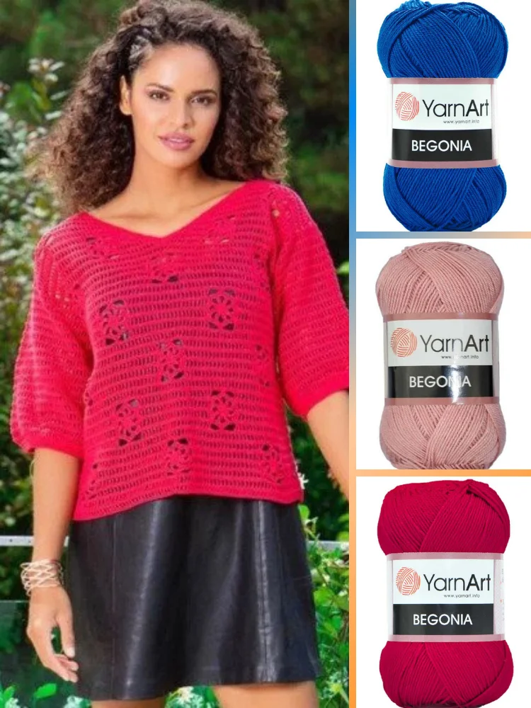 Mercerized Cotton Knitted Yarn - 52 Color Options - 170 Meters(50gr) - Yarnart Begonia - Cardigan - Sweater - Scarf - Shawl - Beanie - Booties -