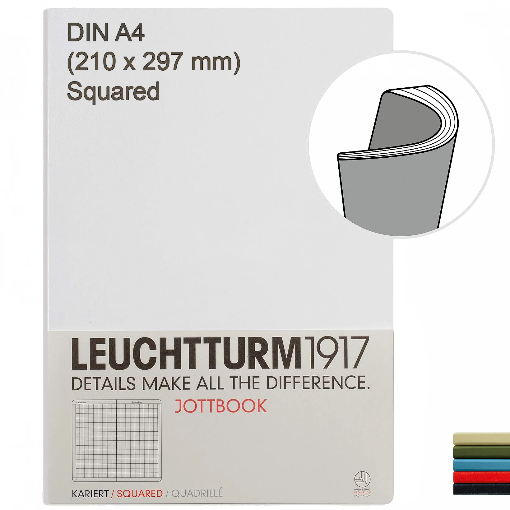 Leuchtturm1917 Jottbook, Medium (A4), Soft Cover, 60 Numbered Pages - Squared