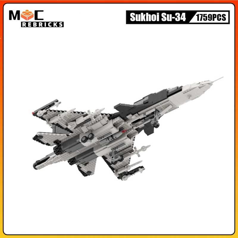 Modern Arms War Series Russia\'s New Heavy Strike Fighter Sukhoi Su-34 Fullback Building Blocks WW2 Military Model Bricks Toys