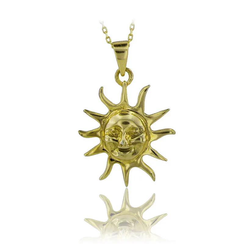 Sun Necklace 925 Sterling Silver Medallion Necklace Sunshine Necklace