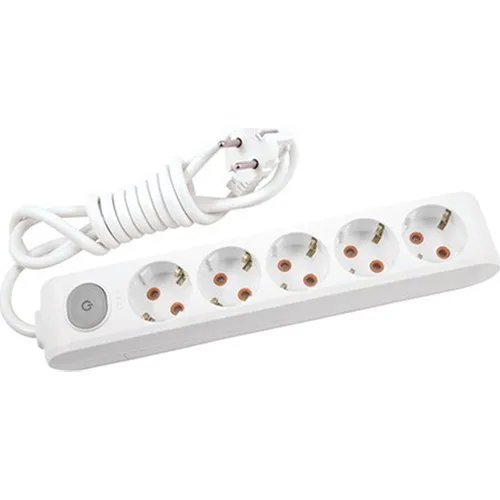 Viko Multi-Let Fives Socket Switch Grounded Wired Childproof 5 Metre-White