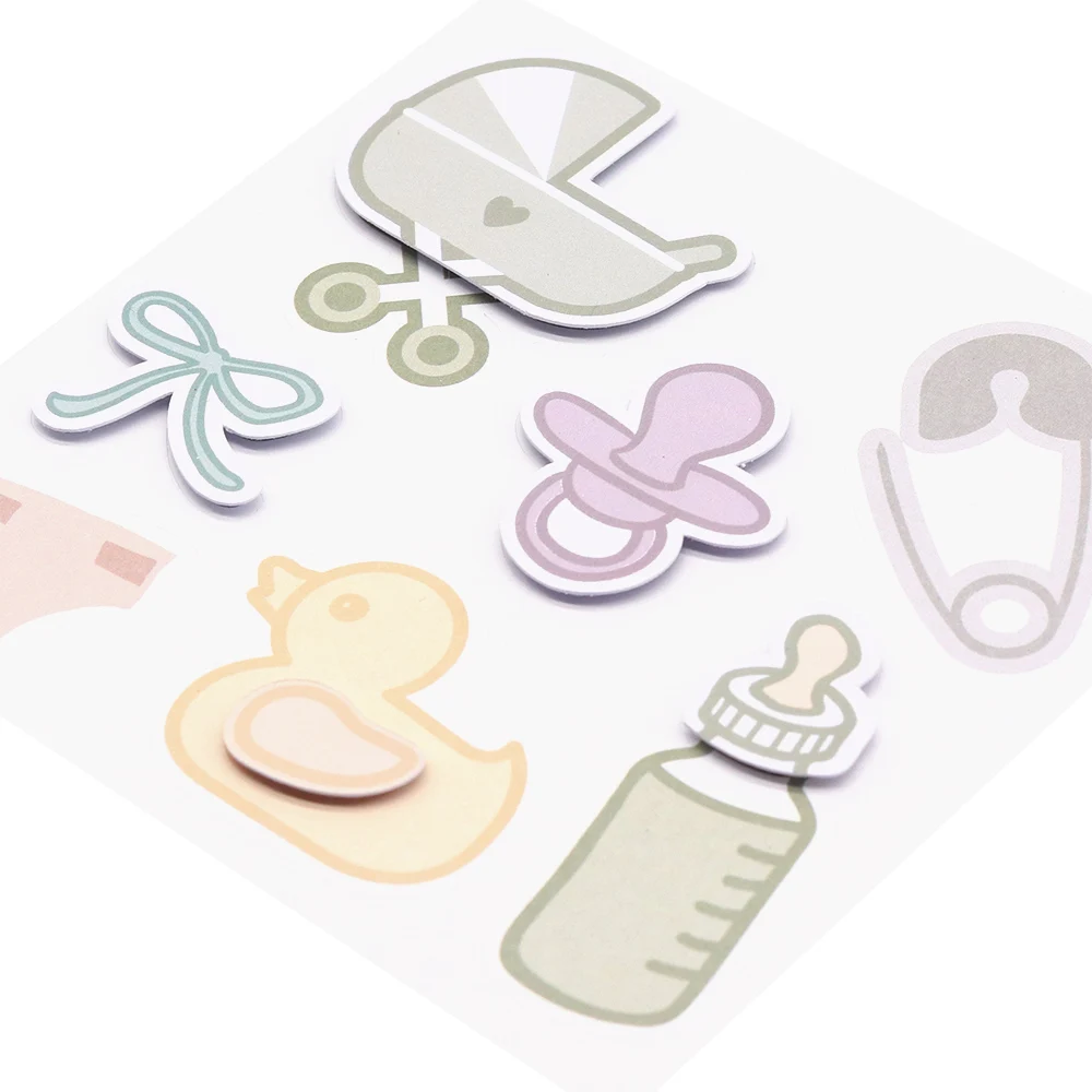 Creative Path 3D-Aufkleber aus Pappe für Babysachen, 3 Stück, niedliche Babyflasche, Nippel, Ente, dekorative Aufkleber für die Herstellung von Tagebuchkarten – Detail 6