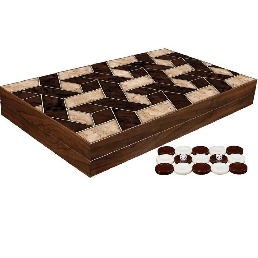 Backgammon Set Geometric Model Walnut Large Size Board Games Game Table Gift Surprises Sports-entertainment Adult Games