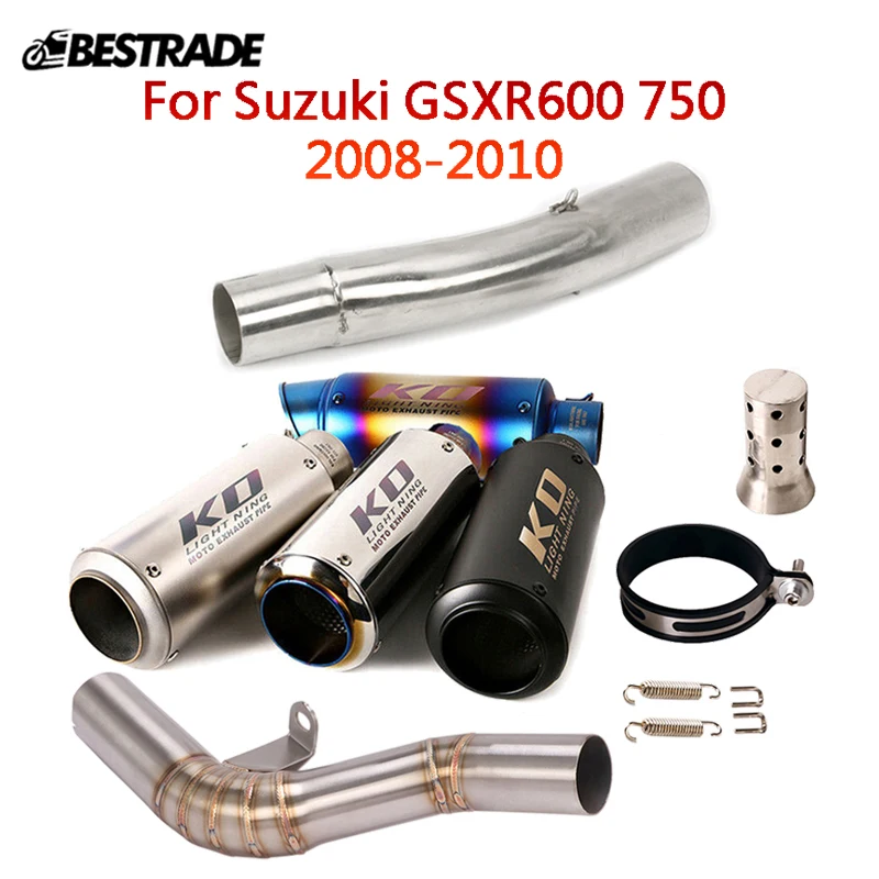 

For Suzuki GSXR600 750 2008 2009 2010 Motorcycle Exhaust System Connect Link Pipe Slip On 51mm Mufflers Removable DB Killer