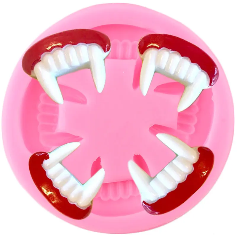 Vampire Teeth Silicone Molds Halloween Cupcake Topper Fondant Cake Decorating Tools Candy Resin Clay Chocolate Gumpaste Moulds