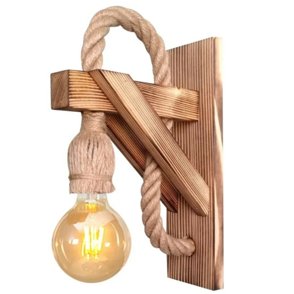 Wooden Handmade Natural Rustic Sconce Wall Lamp Livingroom Bedroom Home Cafe Hotel Restaurant Nordic Lighting Maison Encendiendo