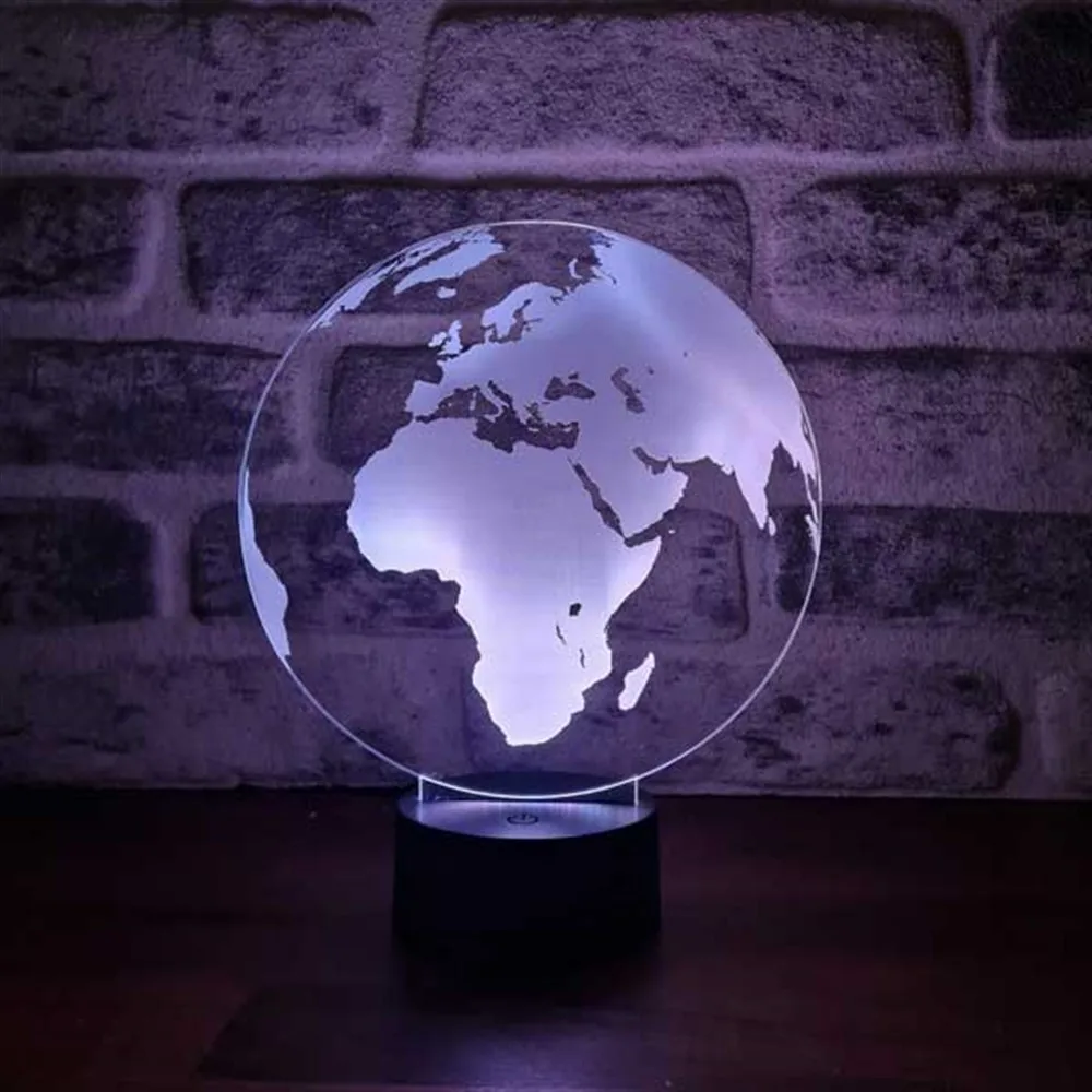 World Map Acrylic Led Table Lamp 3D Illusion 12 Volt Adapter Design Wood Base Birthday Special Day Gift for Geography Teacher Room Decor Anime Wedding Stranger Things Led Lights Wedding Decoration Nightlights Bedroom