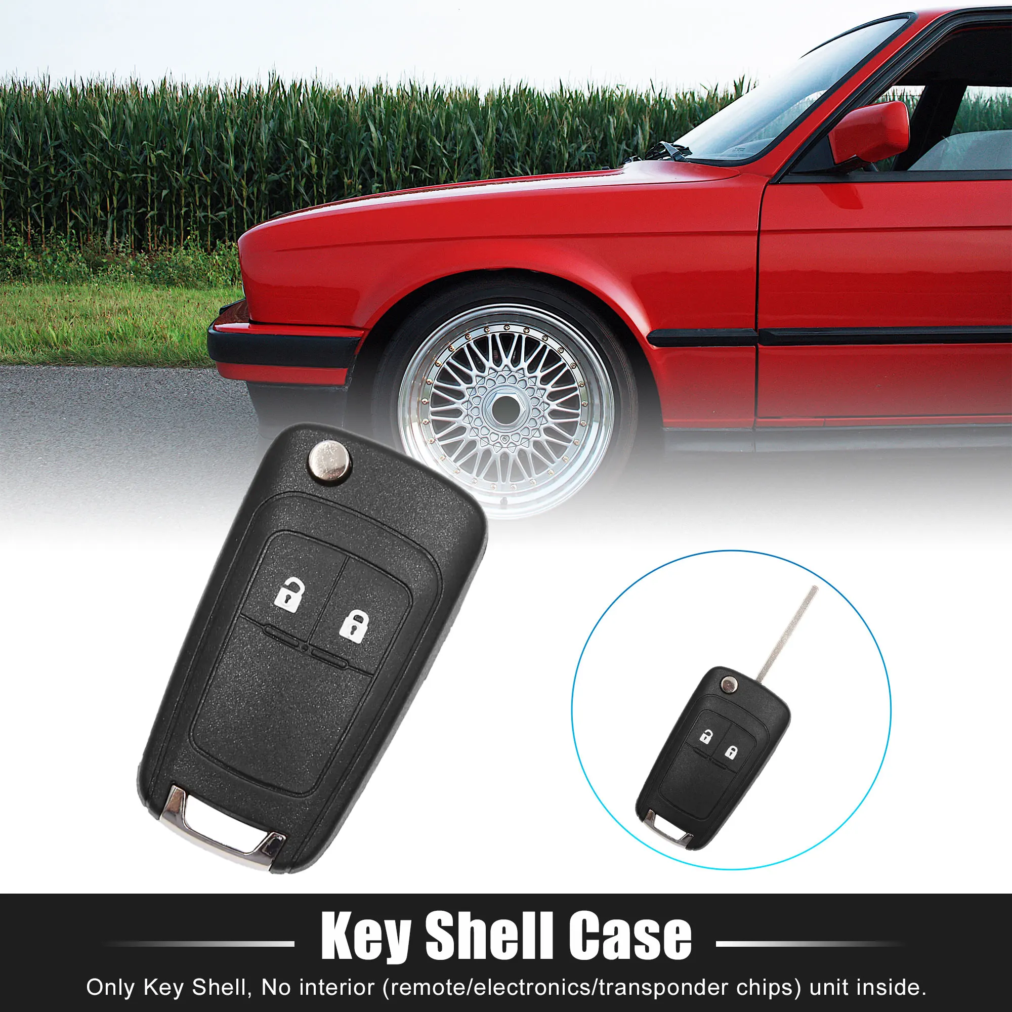 uxcell 2 Buttons Flip Fob Folding Uncut Remote Key Case Shell Replacement for Chevrolet Cruze  Epica Lova Camaro Impala