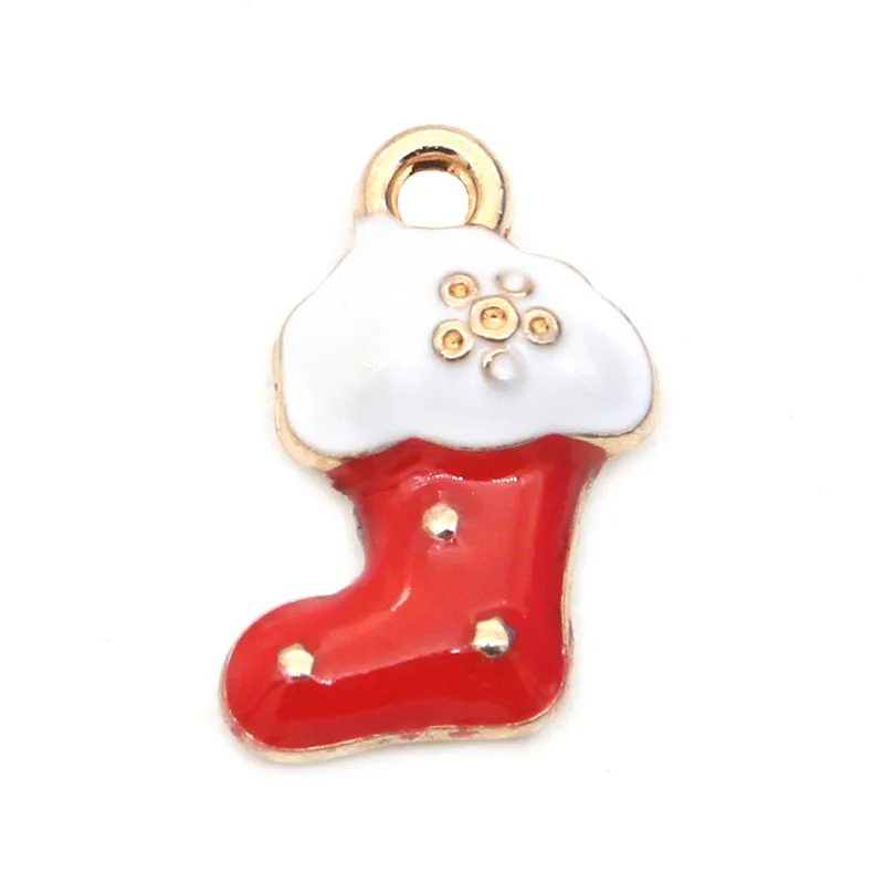 10 قطعة عيد الميلاد الموضوعية زينة زخرفية سبيكة المعلقات Charms الغزلان شجرة جورب ثلج Size15-20mm لسوار قلادة هدية