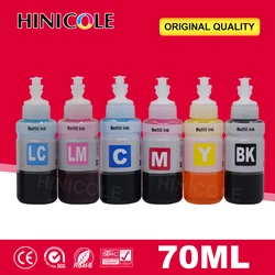 Hinicole 6 Bottles x 70ml T6741 T6731-T6736 Refill Water Dye Based Ink Kit For Epson L800 L801 L810 L850 L860 L1800 Printer Ink