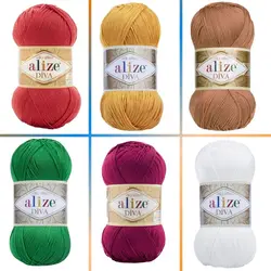 Alize Diva Ball Hand Knitting Yarn, 100 Grams 350 Meters, Acrylic, Thread Spring / Summer Season, Crochet, Clothes, Sport, Cardigan, Blouse, Quality, Thin, Hobby, Packs, Palmie Store,  Made In Turkey - DIY