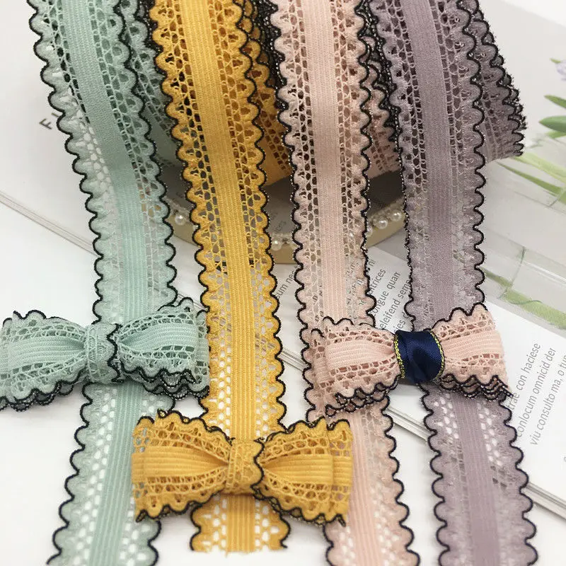 10 Yards 25MM Micro Elastic Hollow Lace Ribbon DIY Handmade Material Headwear Hair Bow household Clothing Shoes Hats Accessories