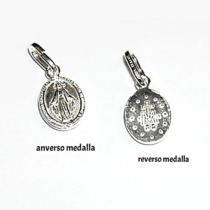 12X6mm 925 Sterling Silver Double Sided Small Miracle Virgin Medal Pendant Gift case included